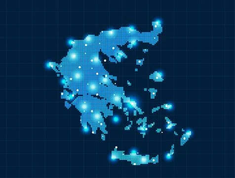 Pixel Greece map Stock Illustration
