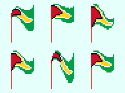 Pixel Guyana flag icon set isolated on white background. Waving flag of Guy.. Stock Illustration