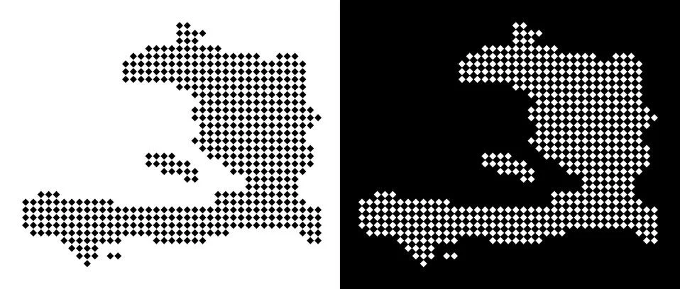 Pixel Haiti Map Stock Illustration