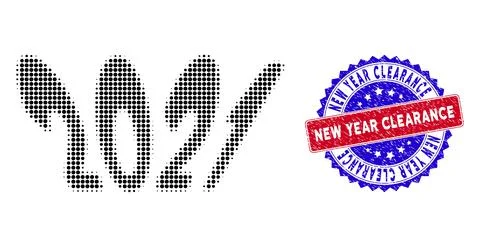 Pixel Halftone 2021 perspective text Icon and Bicolor New Year Clearance Stock Illustration
