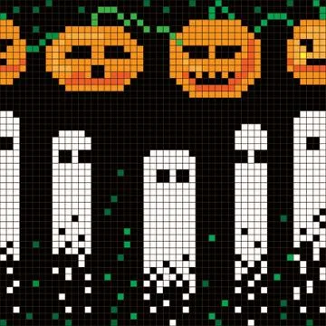 Pixel halloween pattern Illustrazione stock