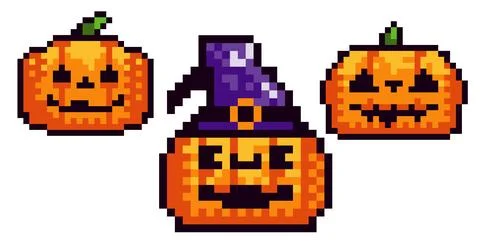 Pixel Halloween Trio Stock Illustration