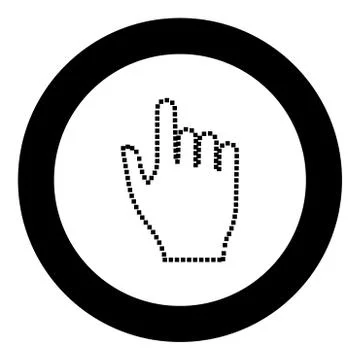 Pixel hand black icon in circle vector illustration Stock Illustration
