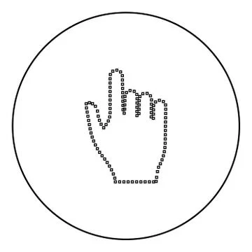 Pixel hand black icon in circle outline 库存插图