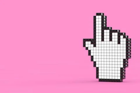 Pixel Hand Cursor Icon. 3d Rendering Stock Photos