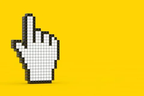 Pixel Hand Cursor Icon. 3d Rendering Foto stock