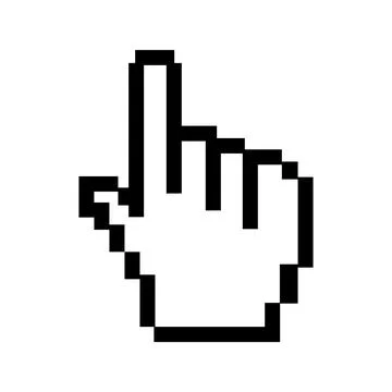 Pixel hand finger or computer mouse pointer icon Illustrazione stock