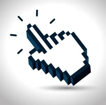Pixel hand mouse click cursor Stock Illustration