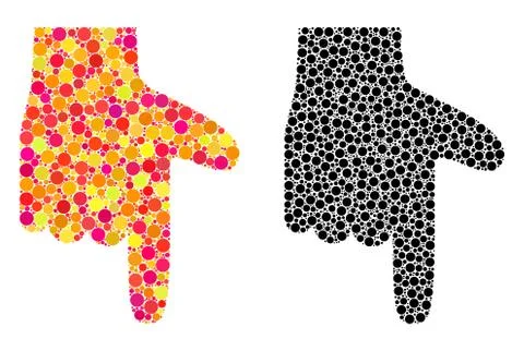 Pixel Hand Pointer Down Mosaic Icons 스톡 일러스트