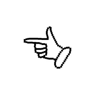 Pixel hand vector icon black on white background Stock Illustration