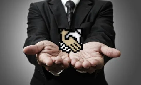 Pixel handshake icon sign Stock-Illustration