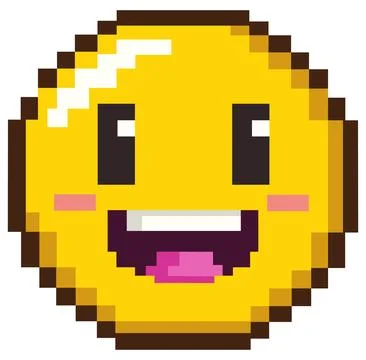 Pixel Happy Emoticon Illustrazione stock