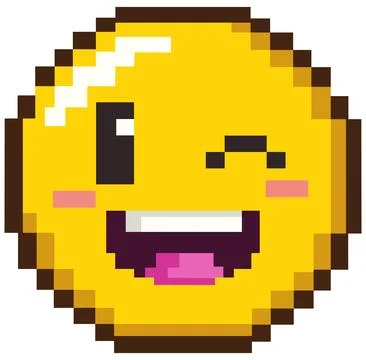 Pixel happy emoticon Stock Illustration