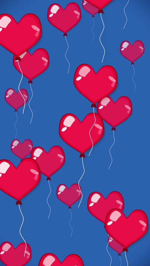 Pixel heart balloons loop animation Stock Footage 346552648