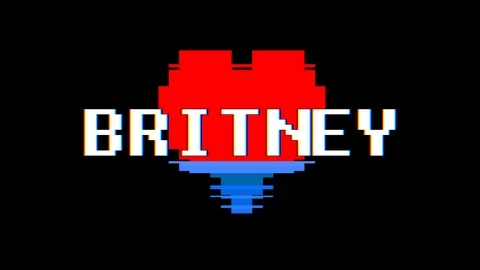 Pixel heart BRITNEY word text glitch interference screen seamless loop animation Stock-Footage 91722757