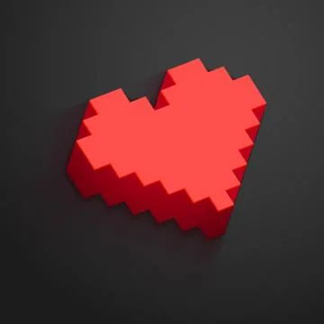 Pixel heart button vector for Valentine's day designs. Online dating, distant Illustrazione stock