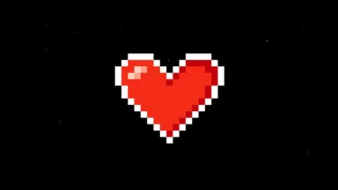 Pixel heart on digital old tv screen seamless loop glitch interference. Valentin Stock Footage 102709455