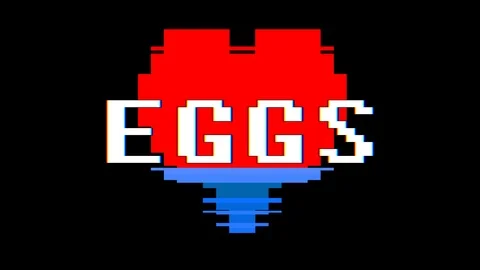 Pixel heart EGGS word text glitch interference screen seamless loop animation Stock Footage 91703570