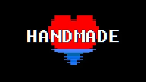 Pixel heart HANDMADE word text glitch interference screen seamless loop Stock Footage 92724663