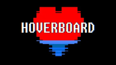 Pixel heart HOVERBOARD word text glitch interference screen seamless loop Stock Footage 92351177
