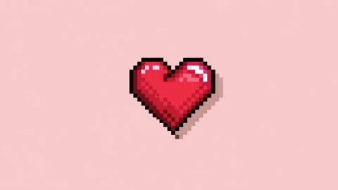 Pixel heart icon pulsing on pastel pink background, ordinary animation, sea.. Stock Footage 342046110