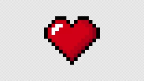 Pixel heart icon rotation. Looped pixelated movie.  retro 8 bit pixel style Stock Footage 327331007