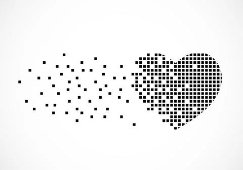 Pixel heart, isolated graphic element, vector illustration Stock Illustration