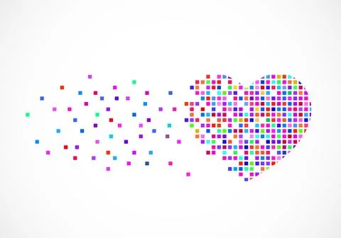 Pixel heart, isolated graphic element, vector illustration Stock Illustration