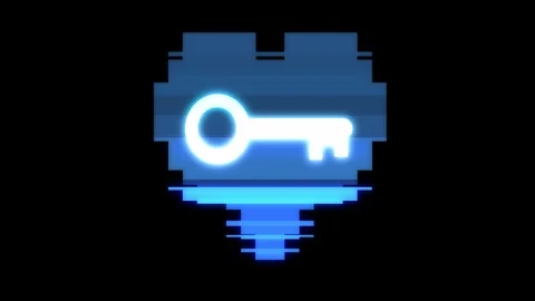 Pixel heart with KEY symbol glitch interference hud holographic screen seamless Stock-Footage 89962827