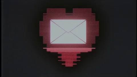 Pixel heart with mail envelope symbol glitch interference old tv vhs screen Vídeo Stock 89963896