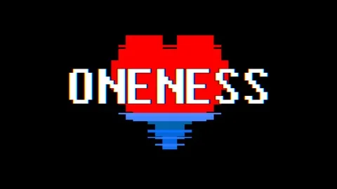 Pixel heart ONNESS word text glitch interference screen seamless loop animation Video stock 92724522
