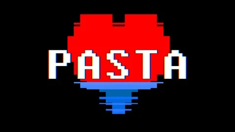 Pixel heart PASTA word text glitch interference screen seamless loop animation Stock Footage 91703760
