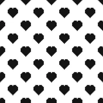 Pixel heart pattern seamless Illustrazione stock