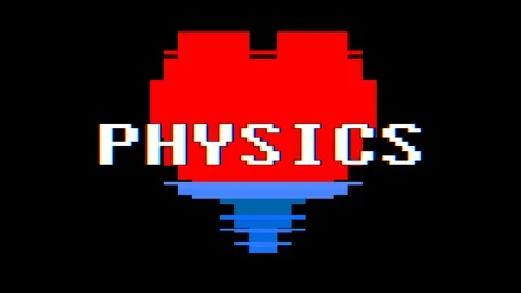 Pixel heart PHYSICS word text glitch interference screen seamless loop animation Stock Footage 91532835