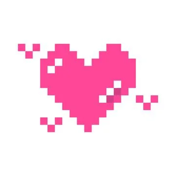 Pixel heart pink 8 bit for poster, print, design, elements Stock Illustration