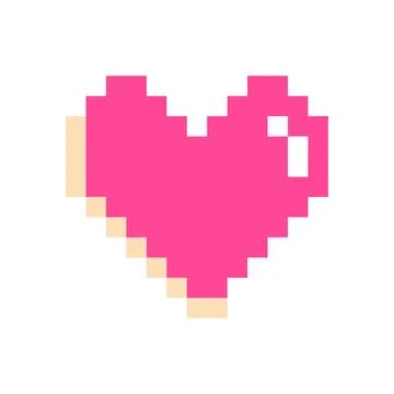 Pixel heart pink 8 bit for poster, print, design, elements Stockillustratie