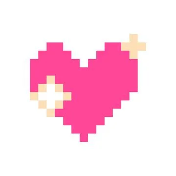 Pixel heart pink 8 bit for poster, print, design, elements イラスト素材