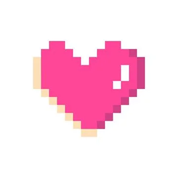 Pixel heart pink 8 bit for poster, print, design, elements Stock Illustration