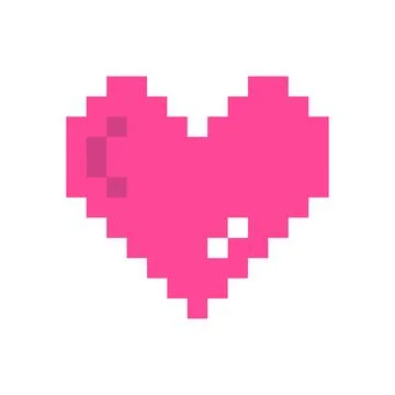 Pixel heart pink 8 bit for poster, print, design, elements Illustrazione stock