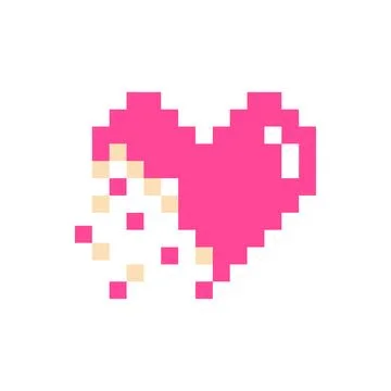 Pixel heart pink 8 bit for poster, print, design, elements Illustrazione stock