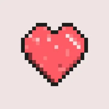 Pixel Heart Pixel Art Vector Template Stock Illustration