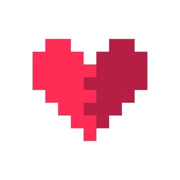 Pixel heart red 8 bit for poster pattern, print, design, elements Illustrazione stock