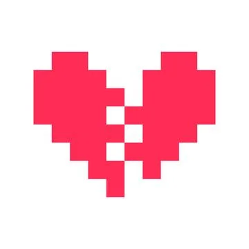 Pixel heart red 8 bit for poster pattern, print, design, elements Stock Illustration