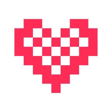 Pixel heart red 8 bit for poster pattern, print, design, elements Stock Illustration