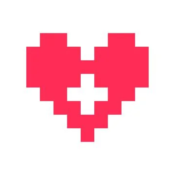 Pixel heart red 8 bit for poster pattern, print, design, elements 库存插图