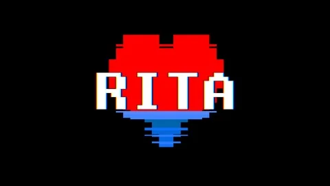 Pixel heart RITA word text glitch interference screen seamless loop animation Stock-Footage 91722815