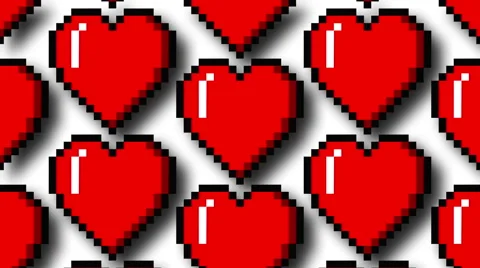 Pixel heart scroll with alpha Video stock 45861429