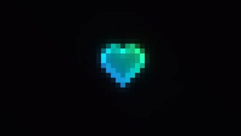 Pixel heart shape on black background with glowing effect Stock Footage 338226916