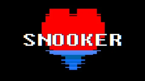 Pixel heart SNOOKER word text glitch interference screen seamless loop animation Stock-Footage 91532200