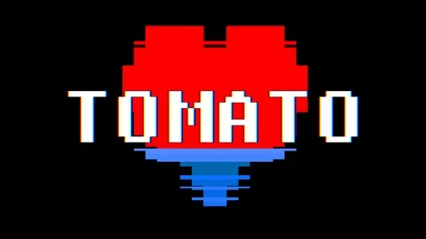 Pixel heart TOMATO word text glitch interference screen seamless loop animation Stock-Footage 91703616